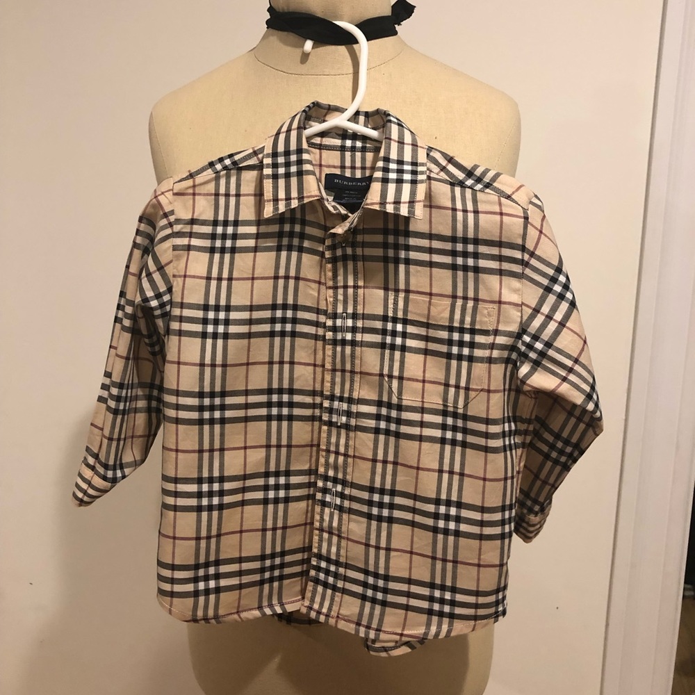 Gently used Boys Burberry plaid button down.